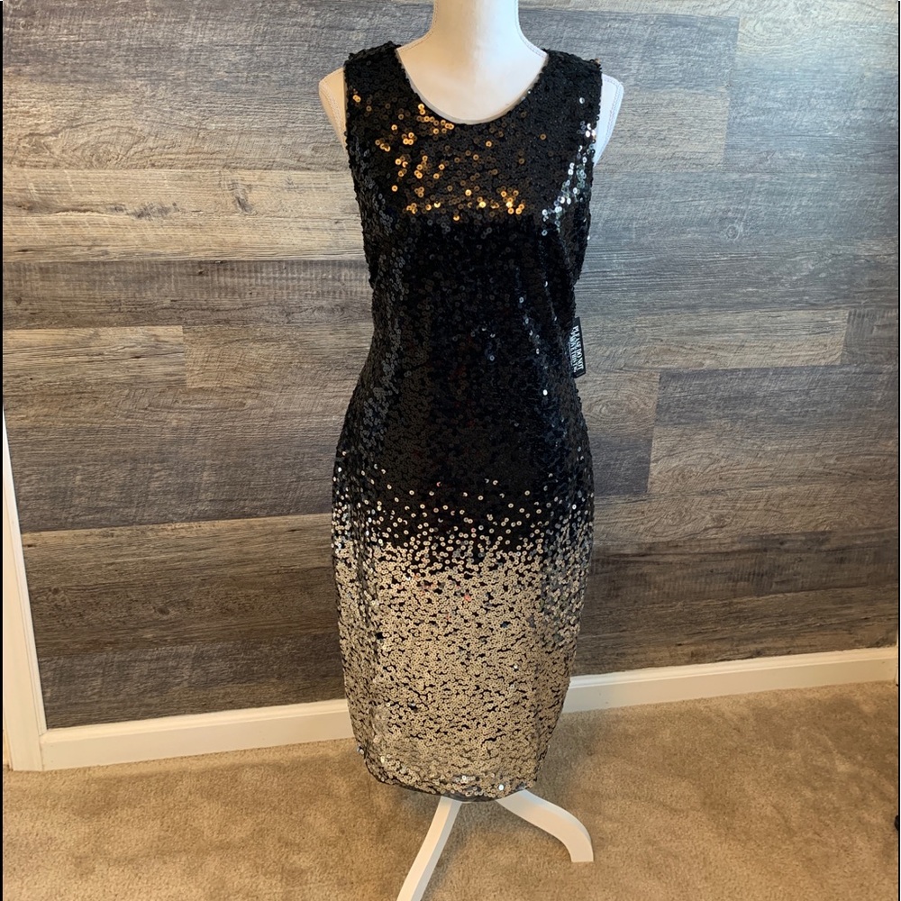 Black and Silver Sequins Party Dress
